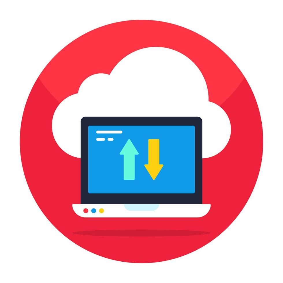 Conceptual flat design icon of cloud data transfer vector