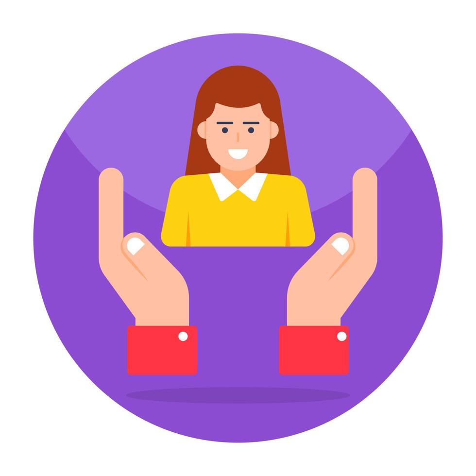 Avatar inside hands, icon of employee care vector