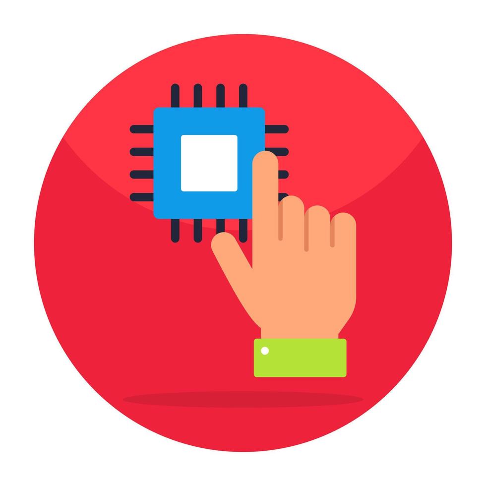 Flat design icon of microchip vector