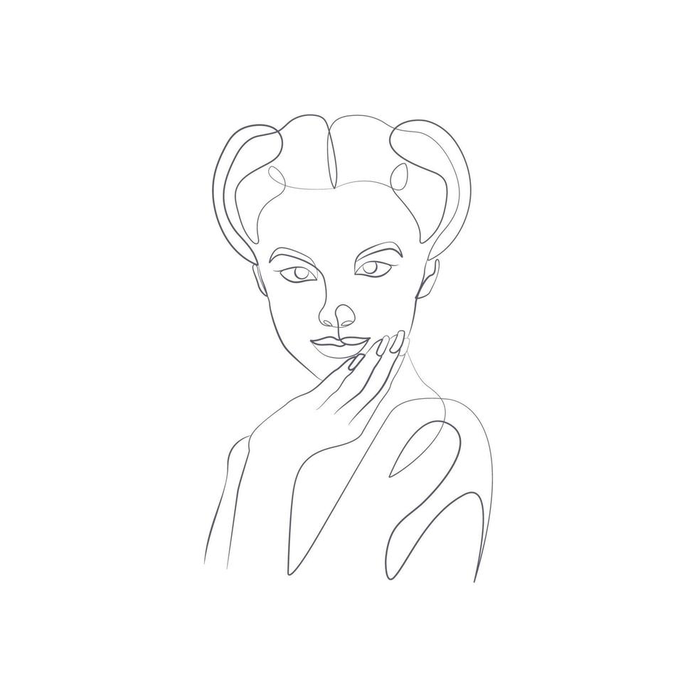 dibujo lineal arte belleza mujer cara niña arte lineal cuerpo vector