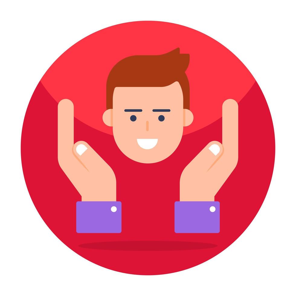 Avatar inside hands, icon of employee care vector