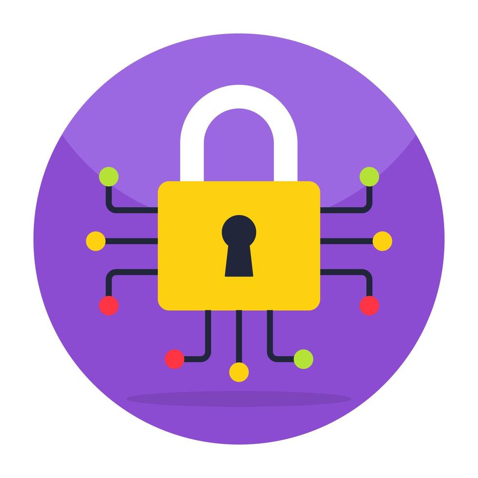 Nodes with padlock, icon of digital lock vector