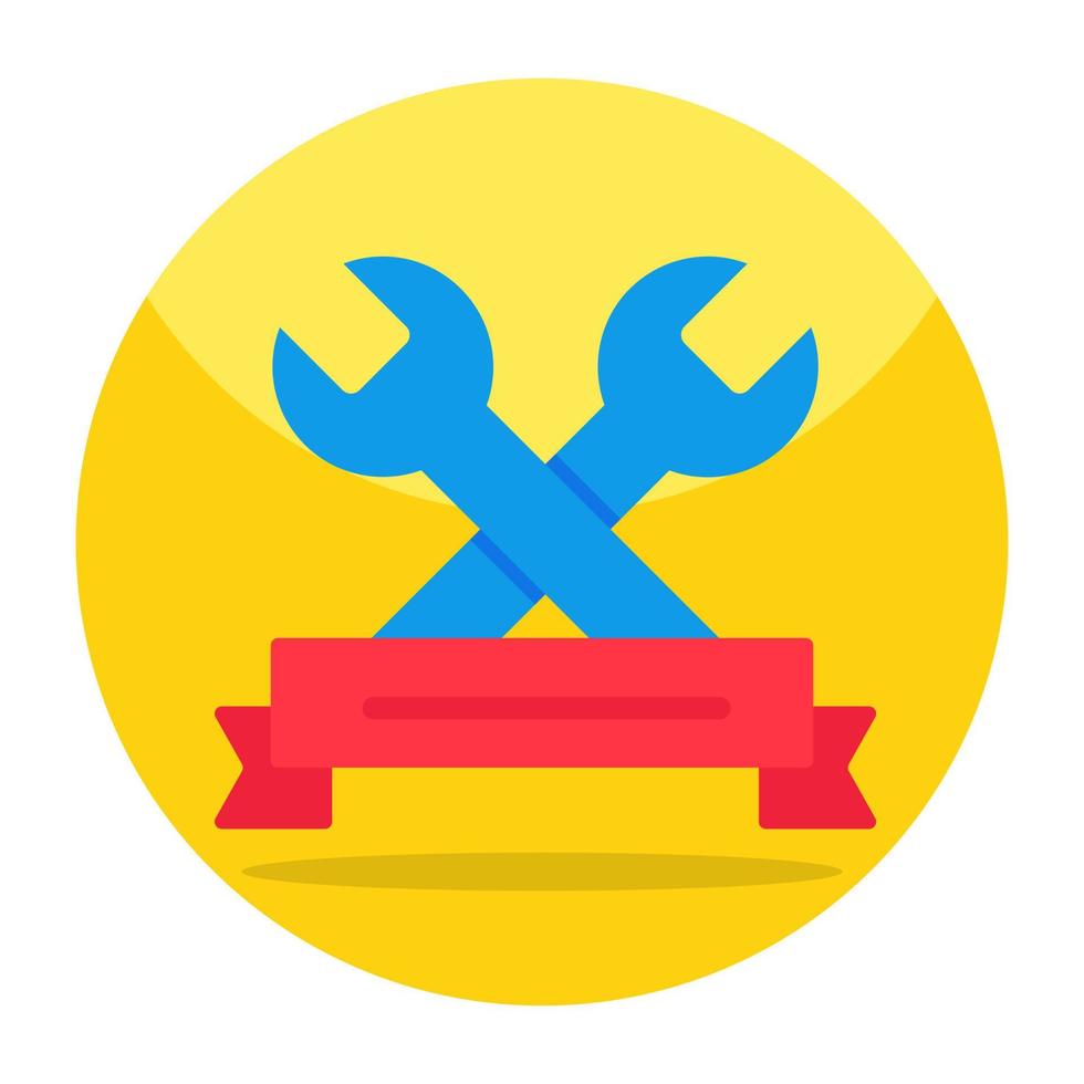 Hammer with spanner denoting concept of repair tools vector