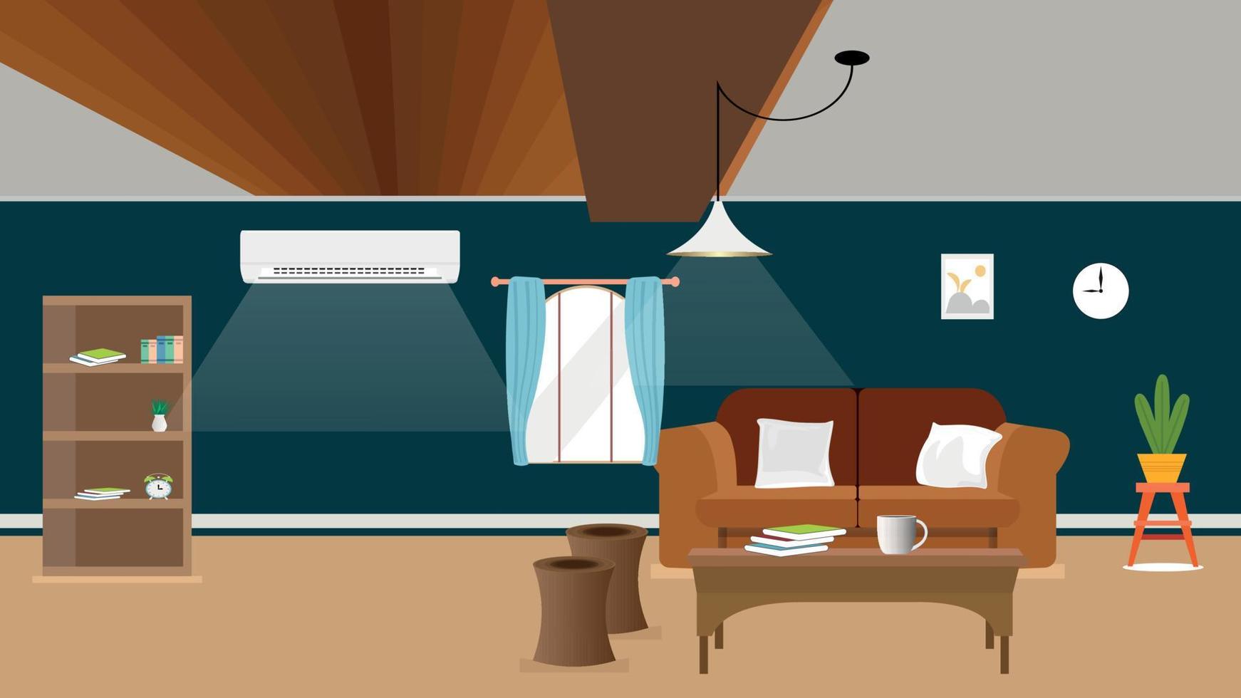 living room interior design with furniture vector