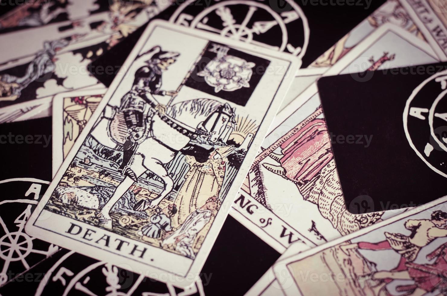 Tarot Cards with Cards of Bad Meaning. photo