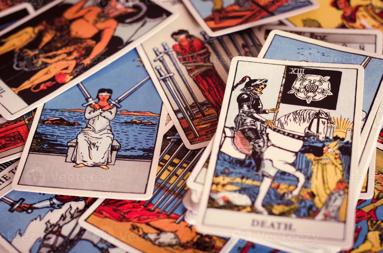 Tarot Cards with Cards of Bad Meaning. photo