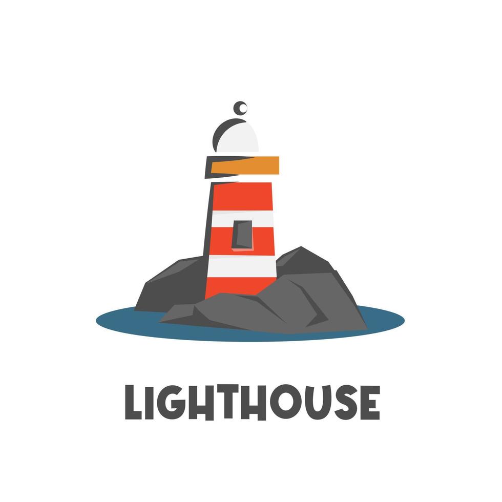Simple cartoon lighthouse illustration logo vector