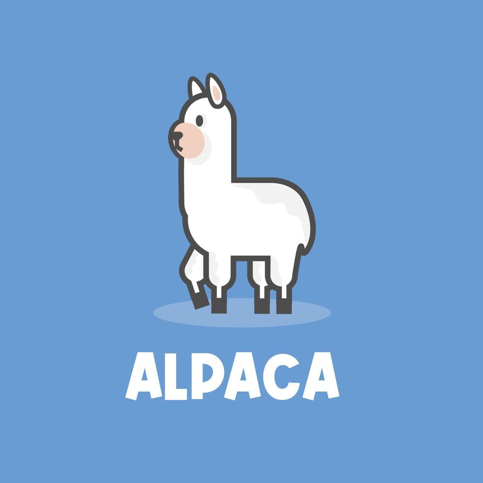 logotipo de ilustración de alpaca de dibujos animados lindo vector