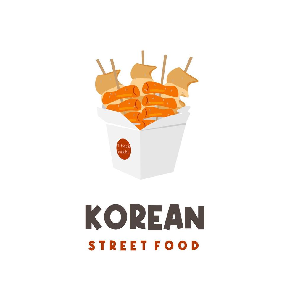Korean street food illustration logo tteokbokki odeng eomuk in the packaging vector