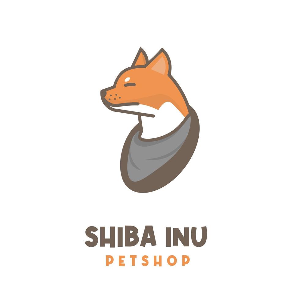 Shiba inu dog mascot illustration logo vector