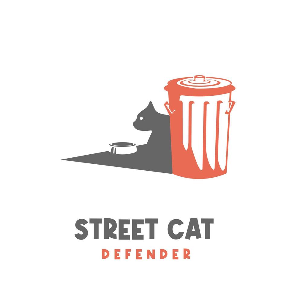 logotipo de ilustración de gato callejero simple vector