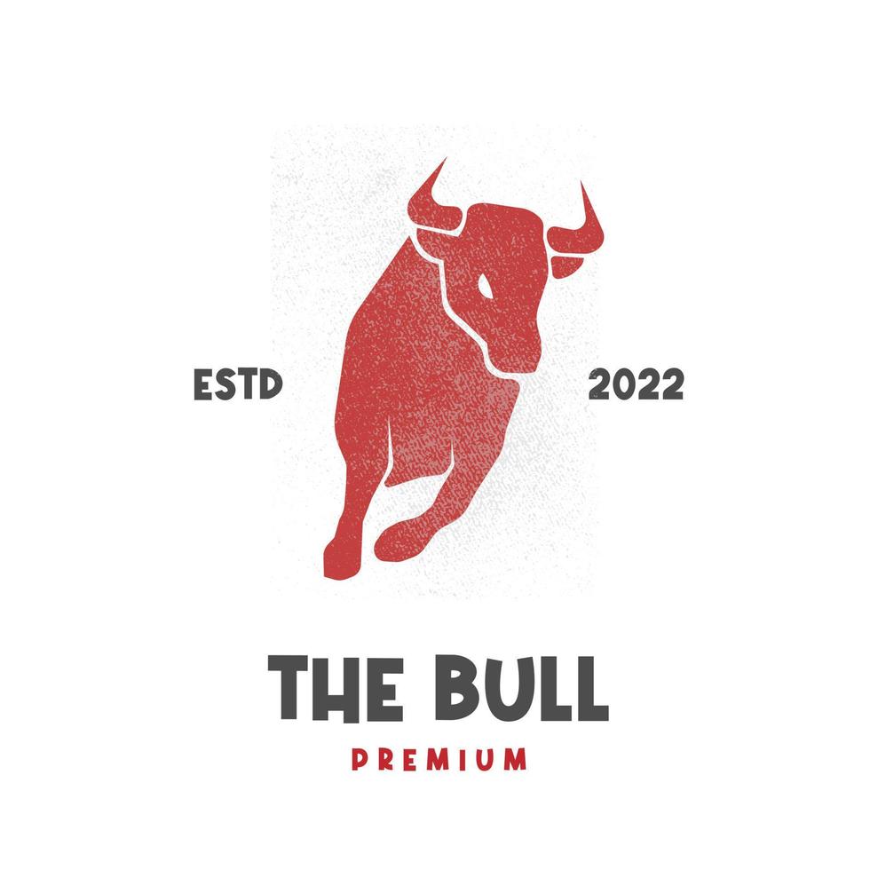 Running red bull illustration logo vector