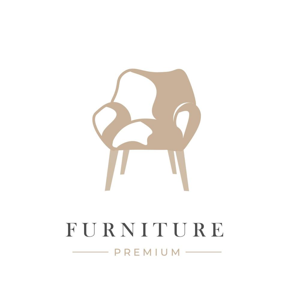 silla de muebles elegantes con logotipo de ilustración simple vector