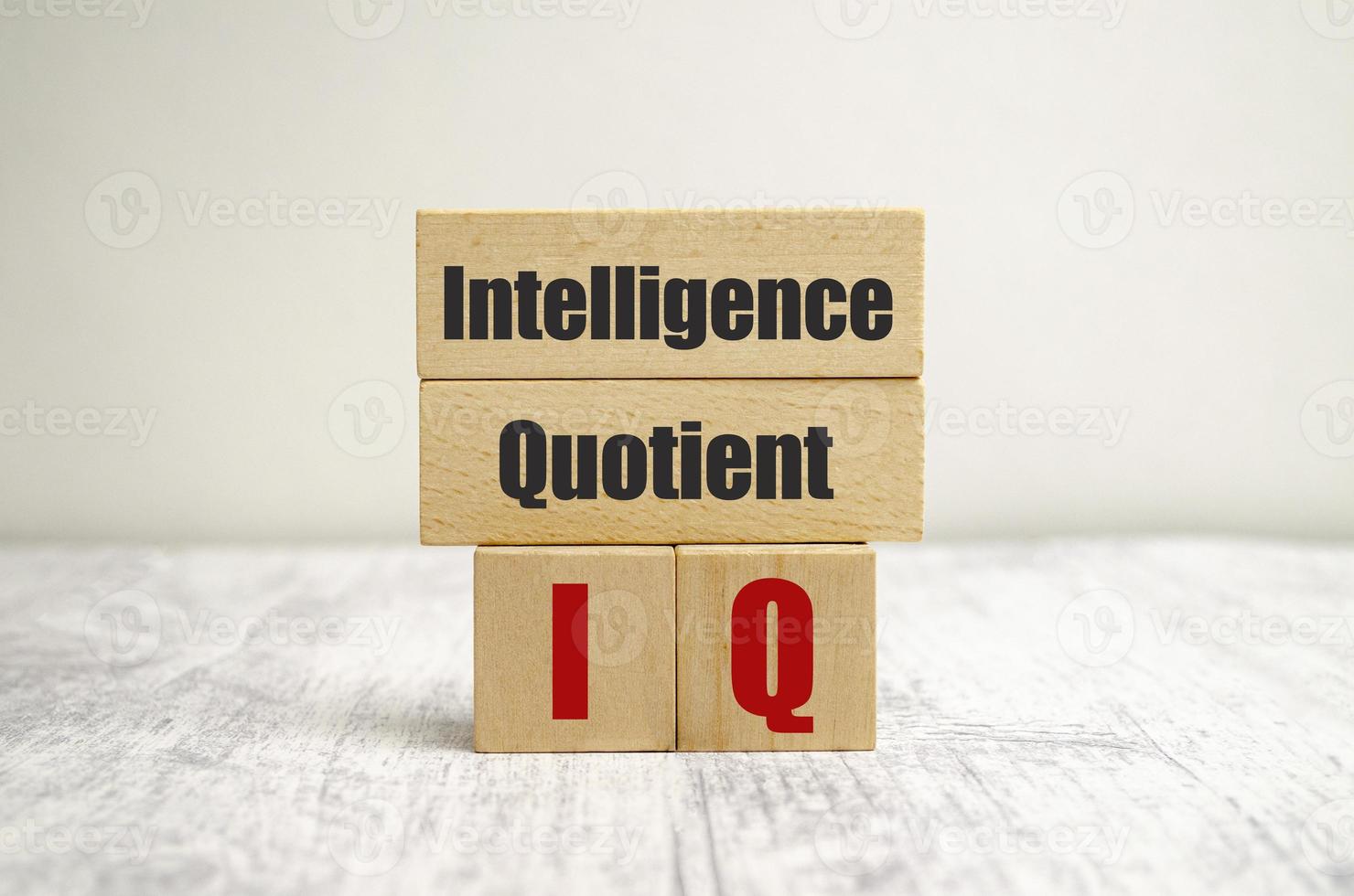IQ block with white background, concept wooden block photo