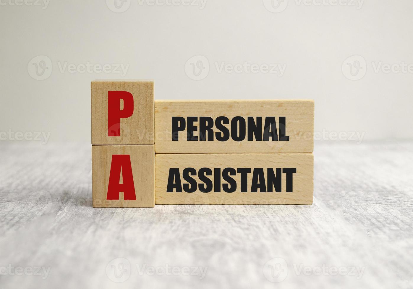 word pa with wood building blocks. on white background photo