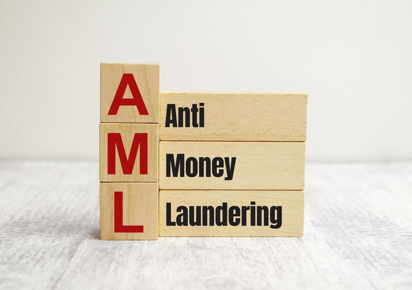 On the wooden blocks with the inscription - AML Anti-Money Laundering photo