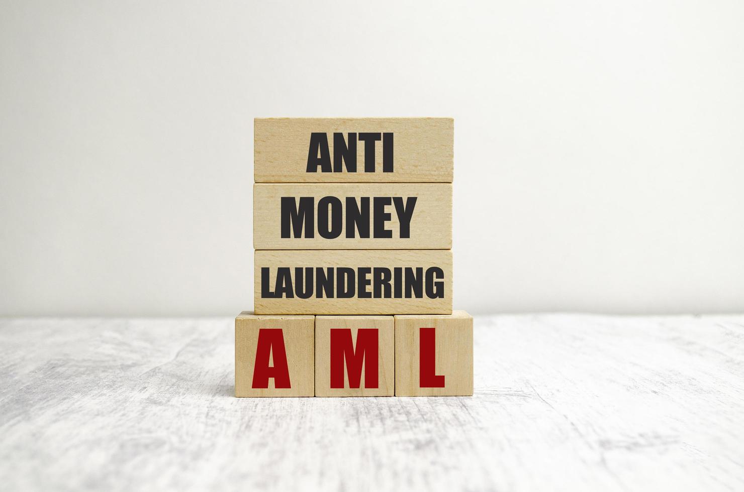 On the wooden blocks with the inscription - AML Anti-Money Laundering photo