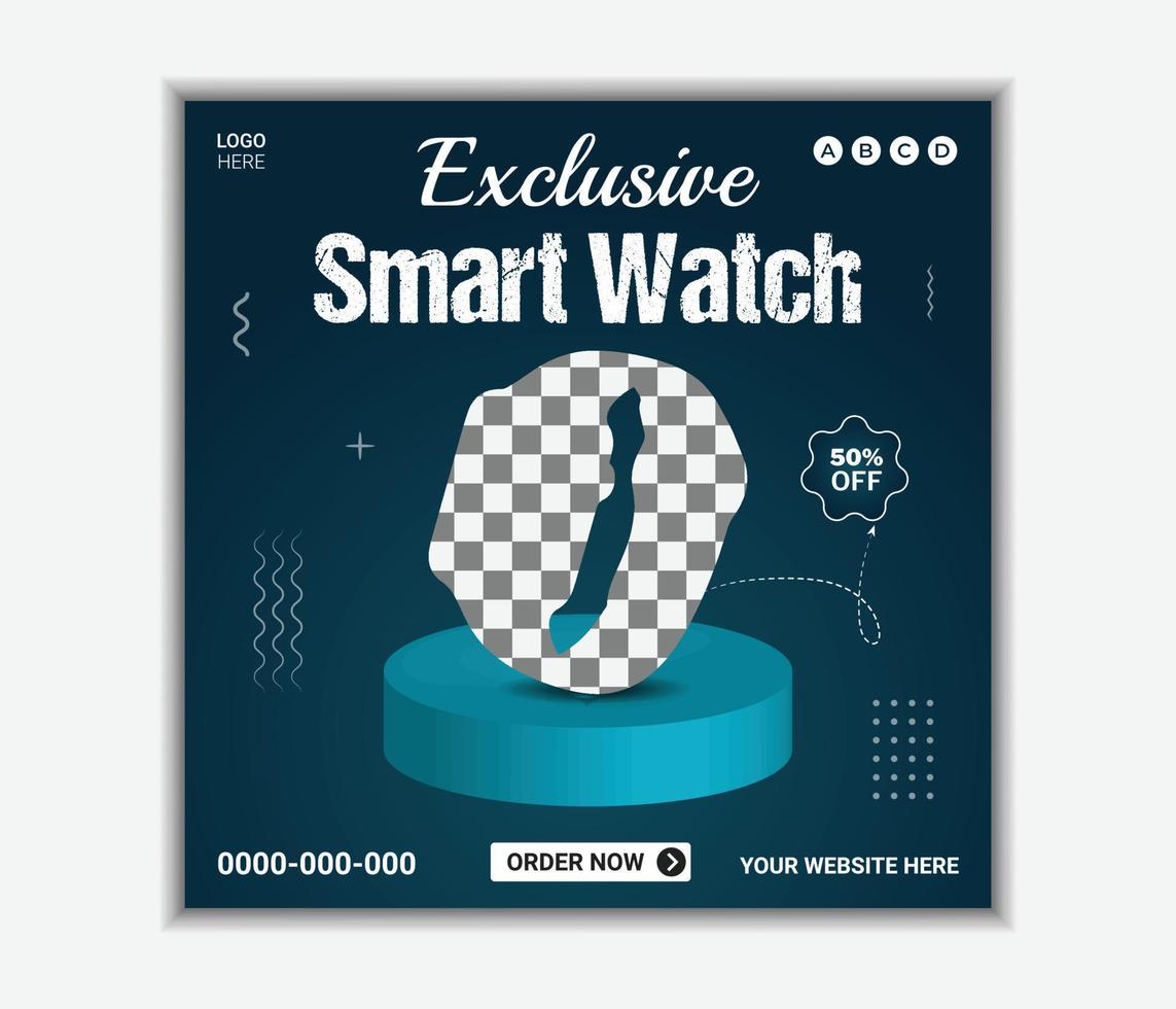 Smart watch sale social media post template vector