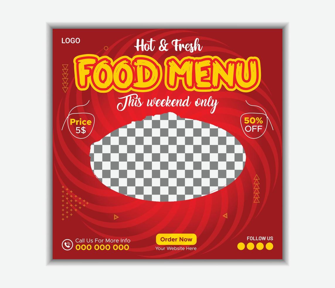 Food menu social media post banner template vector