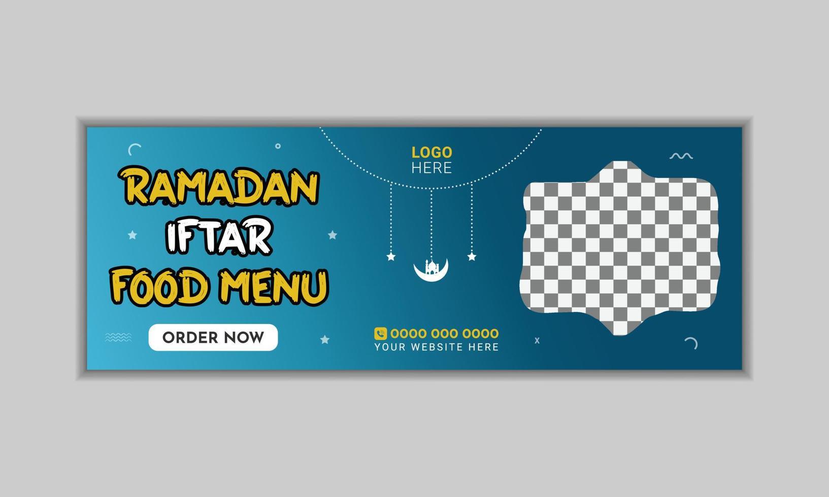 Ramadan iftar fruit food menu facebook timeline cover banner template vector
