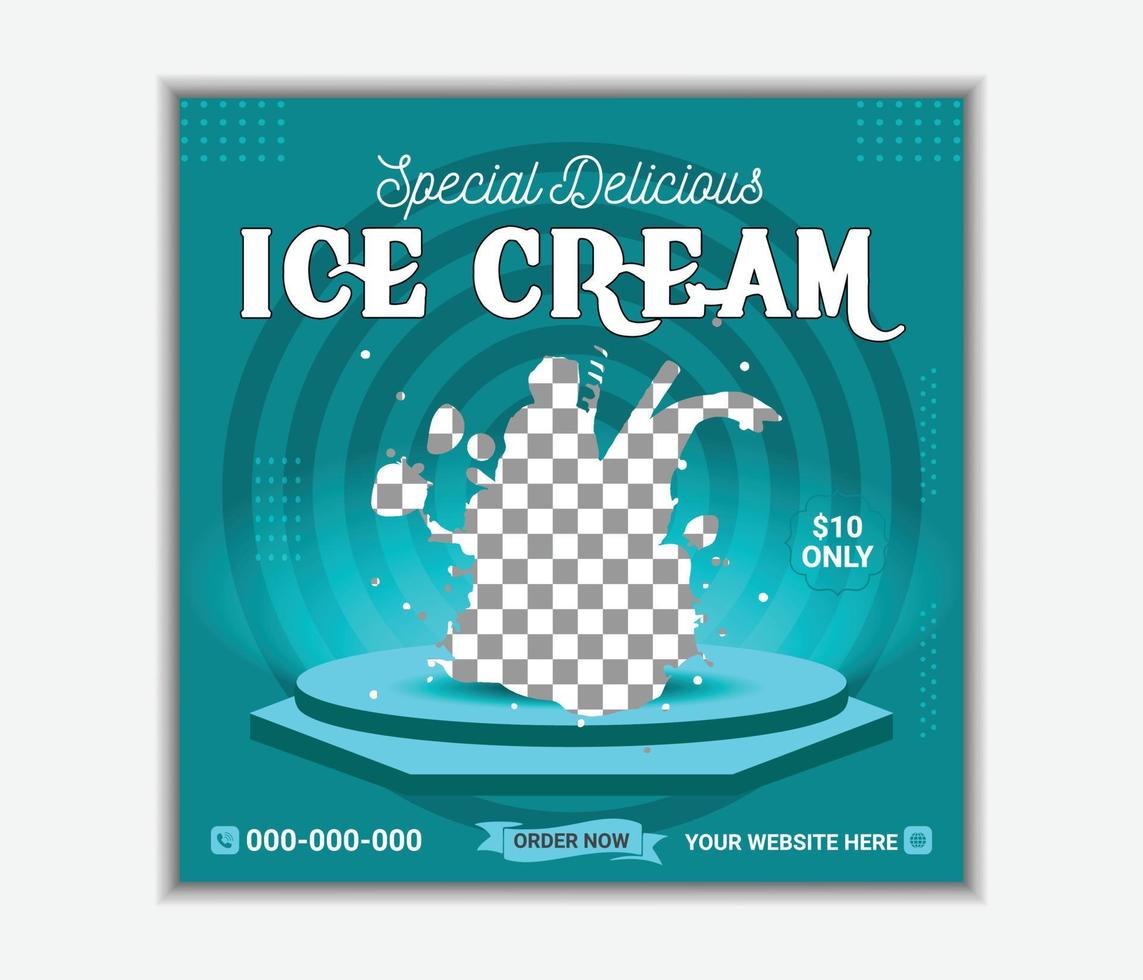 Special delicious ice cream social media promotion banner and square post template vector