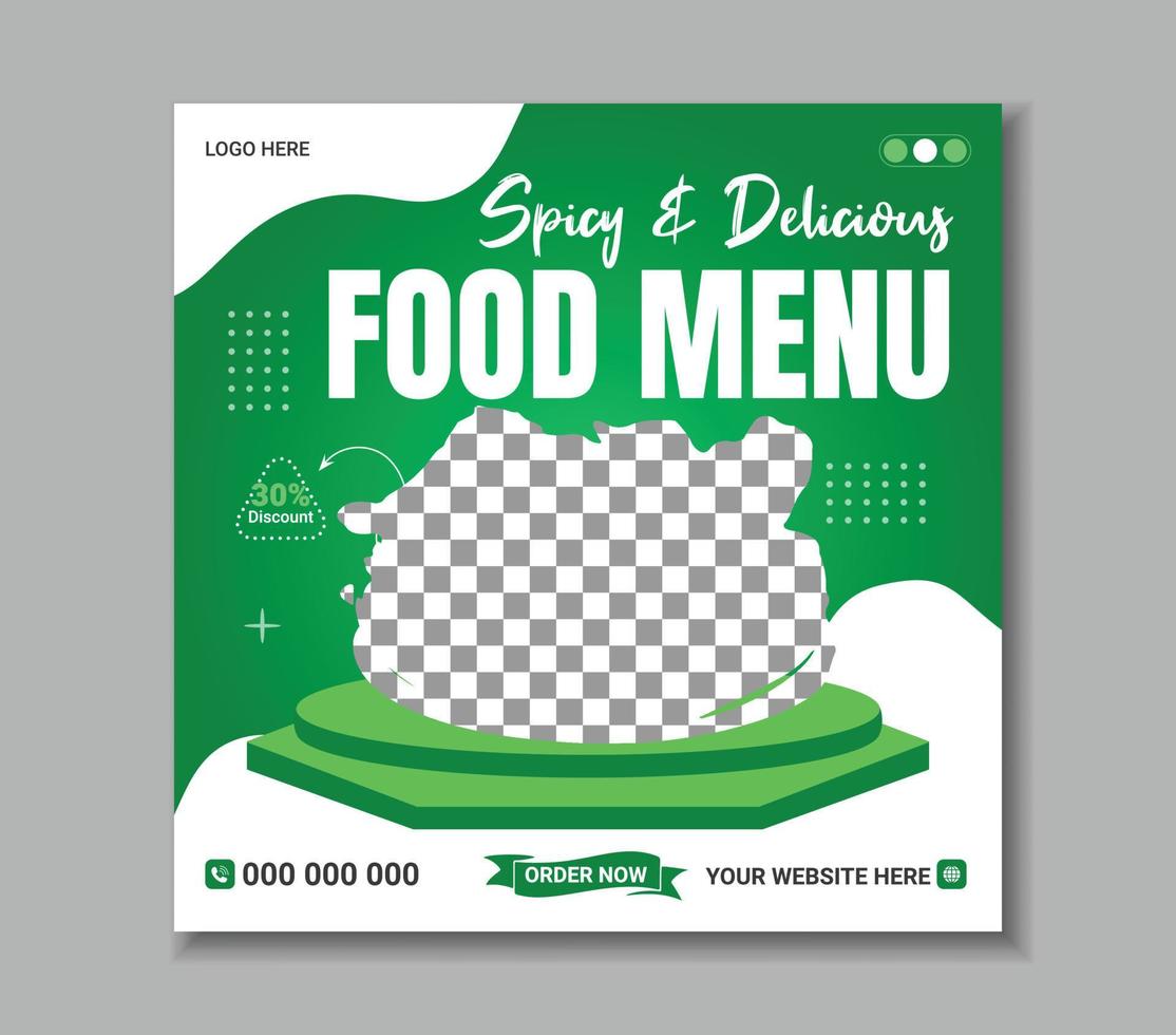 Spicy and Delicious food menu social media post template vector