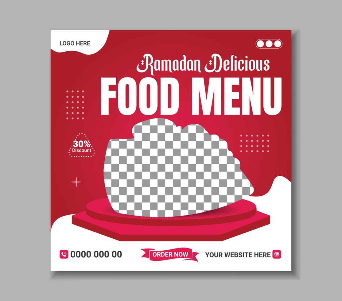 Ramadan delicious food menu social media post vector