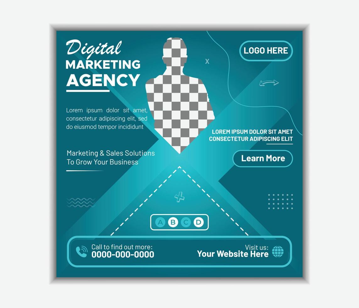 Digital marketing agency webinar and business conference social media post template vector