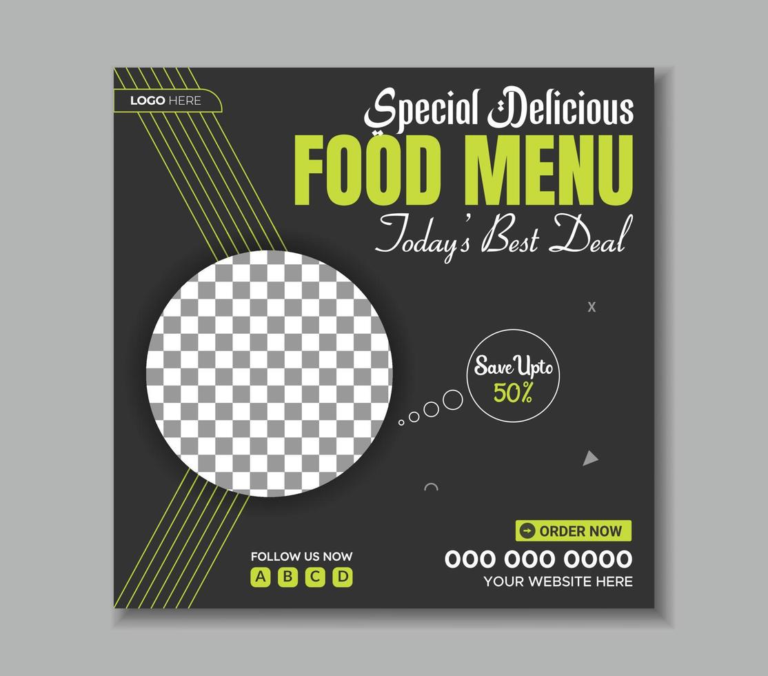 Special delicious food menu social media post template vector