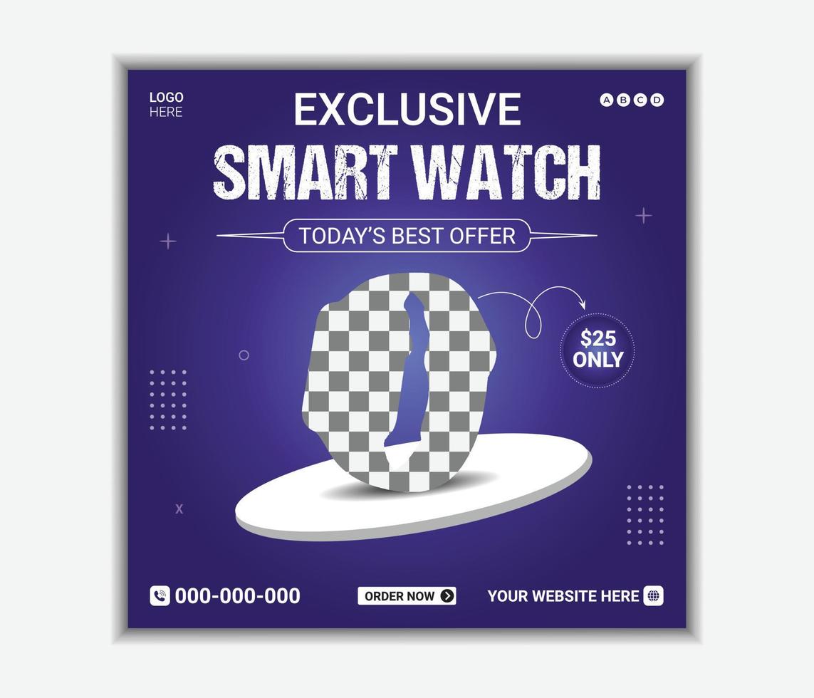 Smartwatch sale template social media post design vector