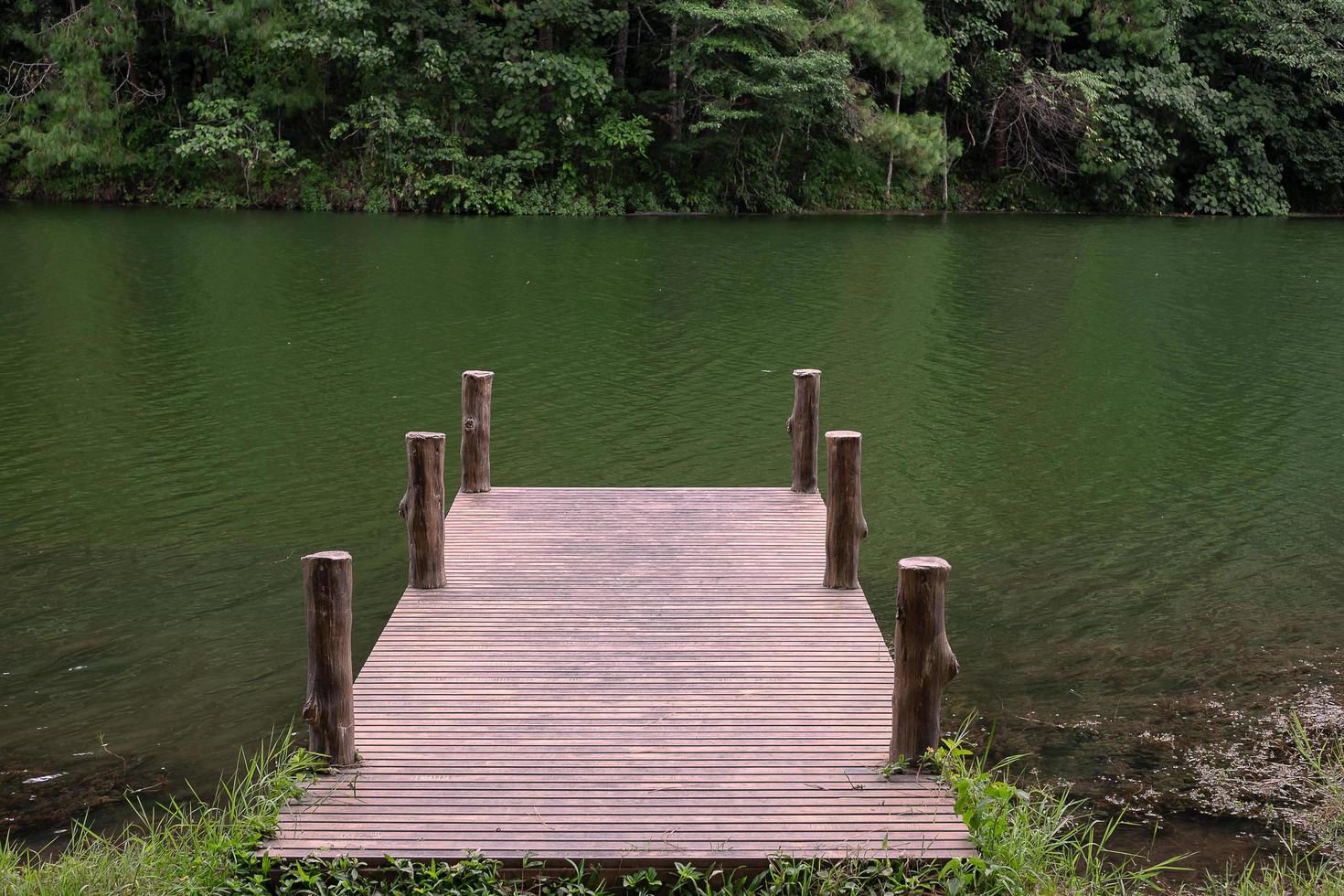 Bridge against lake and forest Nature background at Pang Oung, Mae Hong Son, Thailand. travel, outdoor, natural and vacation concept photo