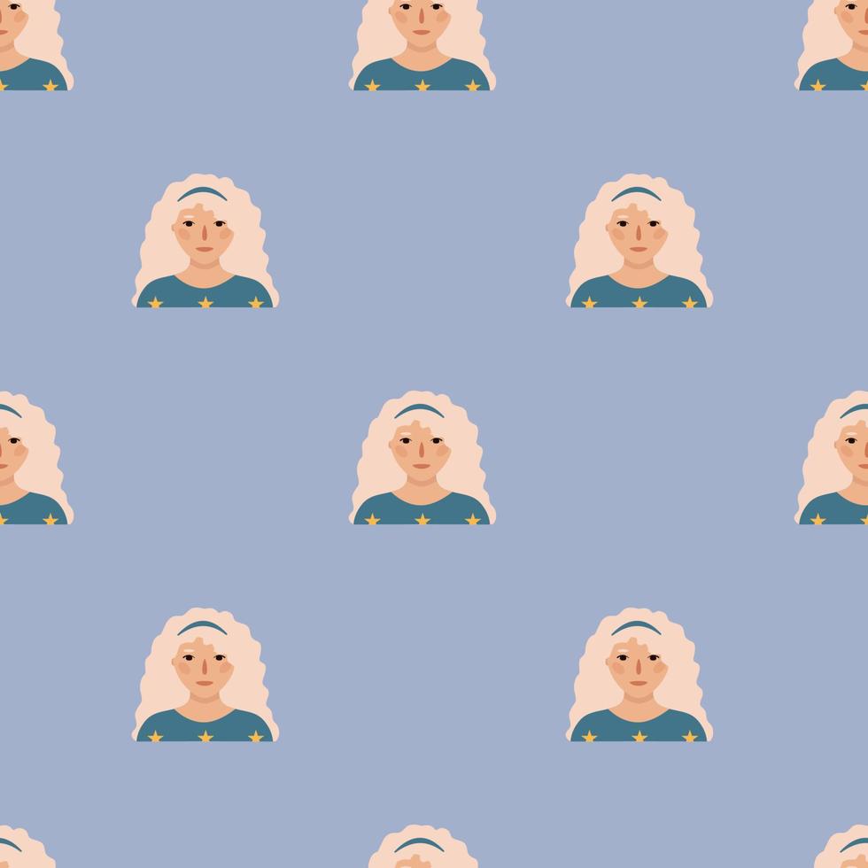 Girls portraits. Set of vector
