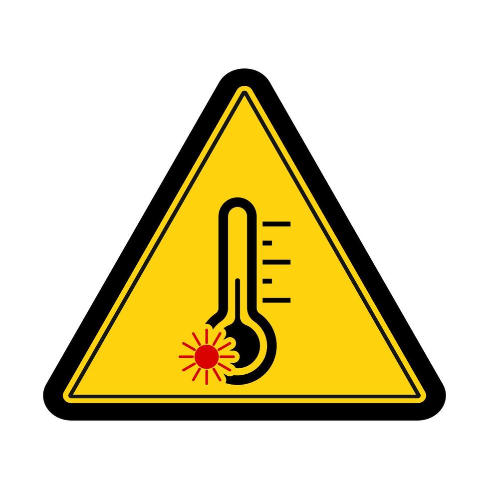 Precaución símbolo de temperatura caliente y diseño de signos ilustración vectorial vector