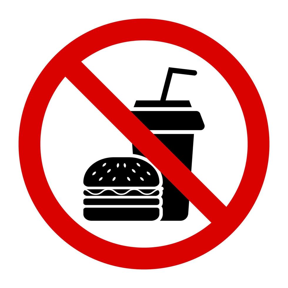 Warning no food and drink sign and symbol graphic design vector illustration