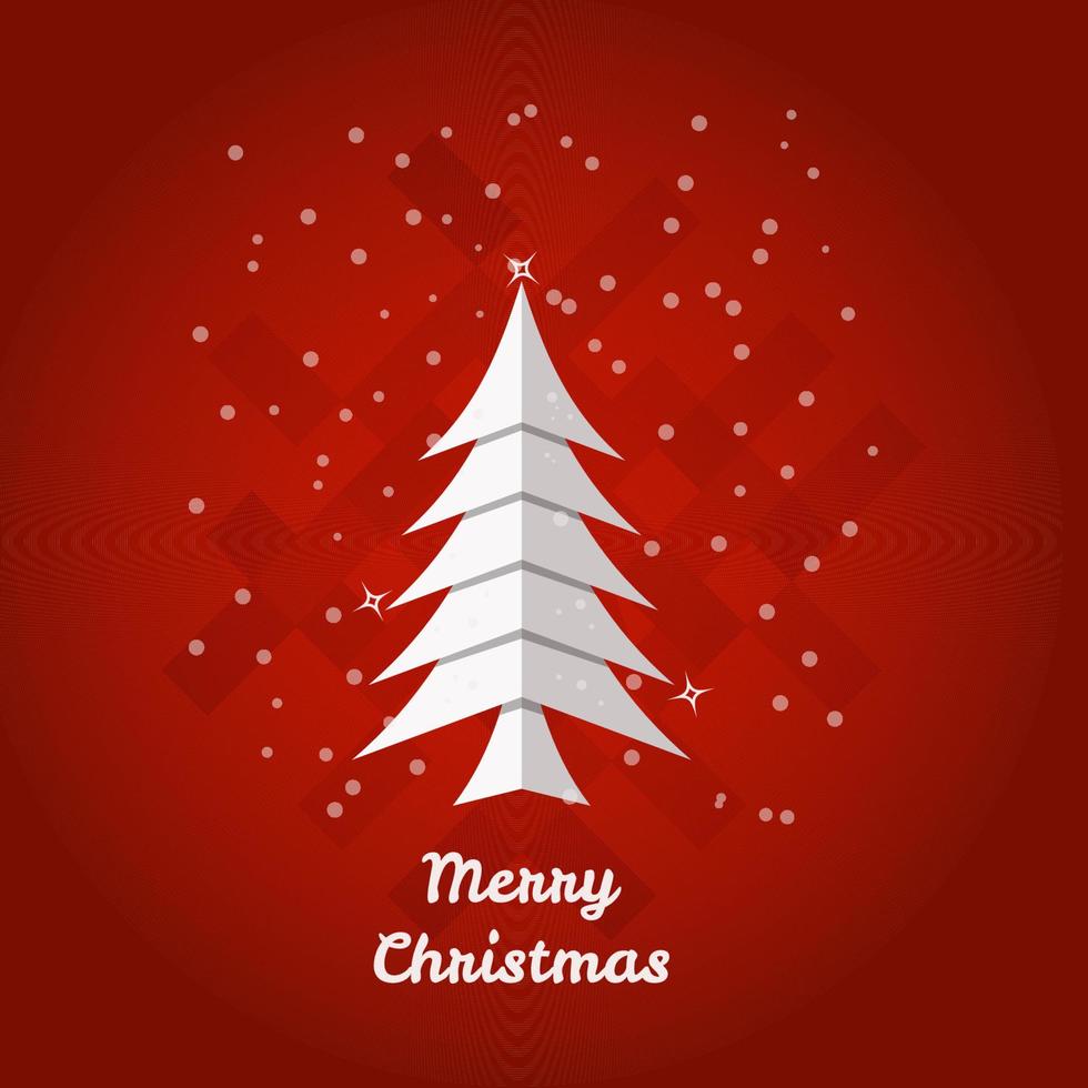 Merry Christmas tree with red background vector illustration