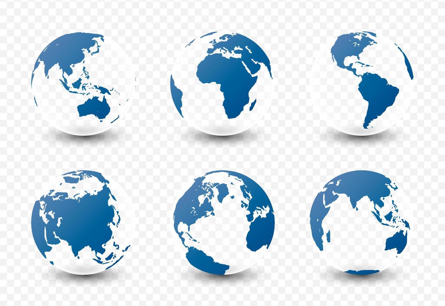 Set of planet earth. Set of earth globe vector