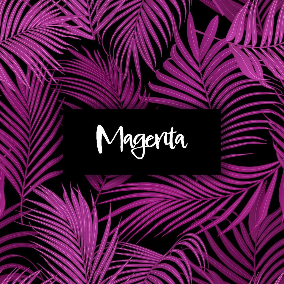 Magenta palm leaf vector seamless pattern