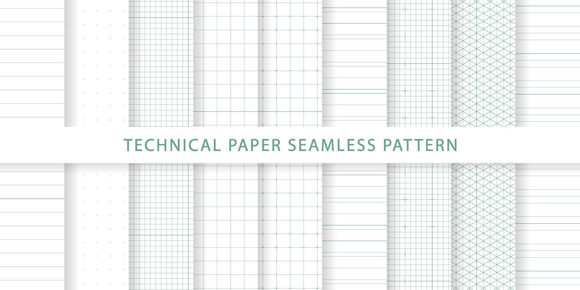 Collection of technical paper seamless pattern vector