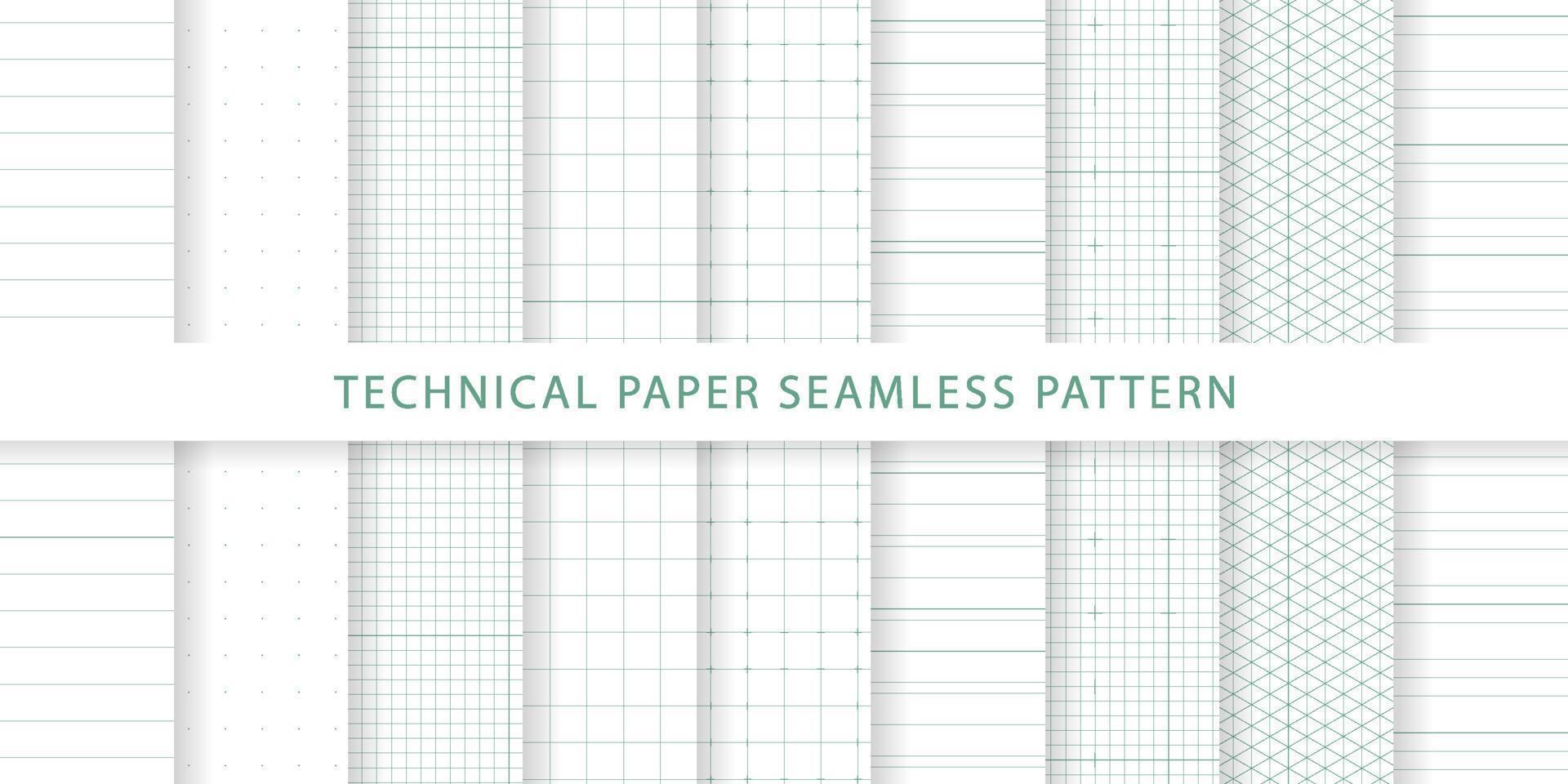 Collection of technical paper seamless pattern vector