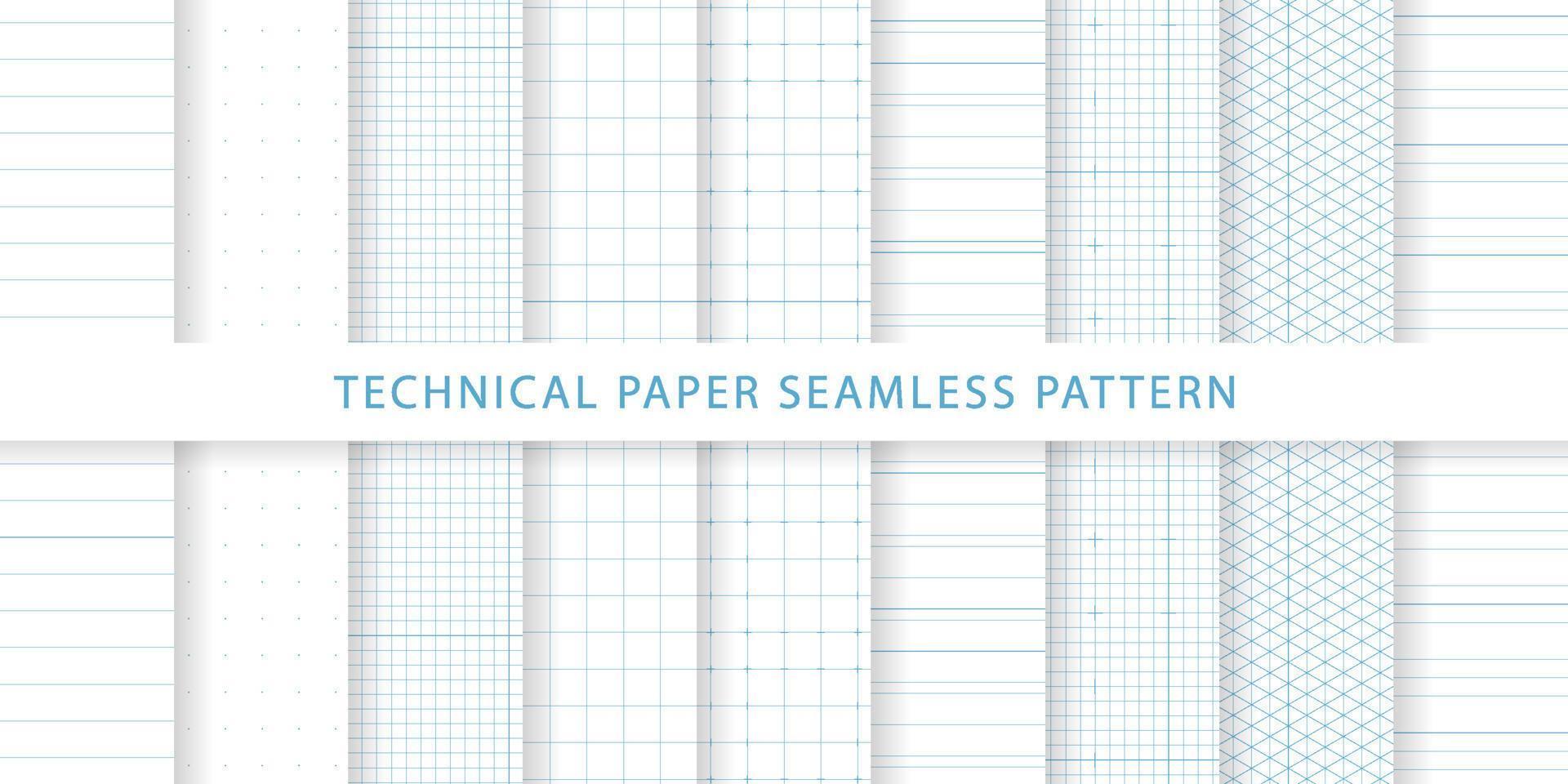 Collection of technical paper seamless pattern vector