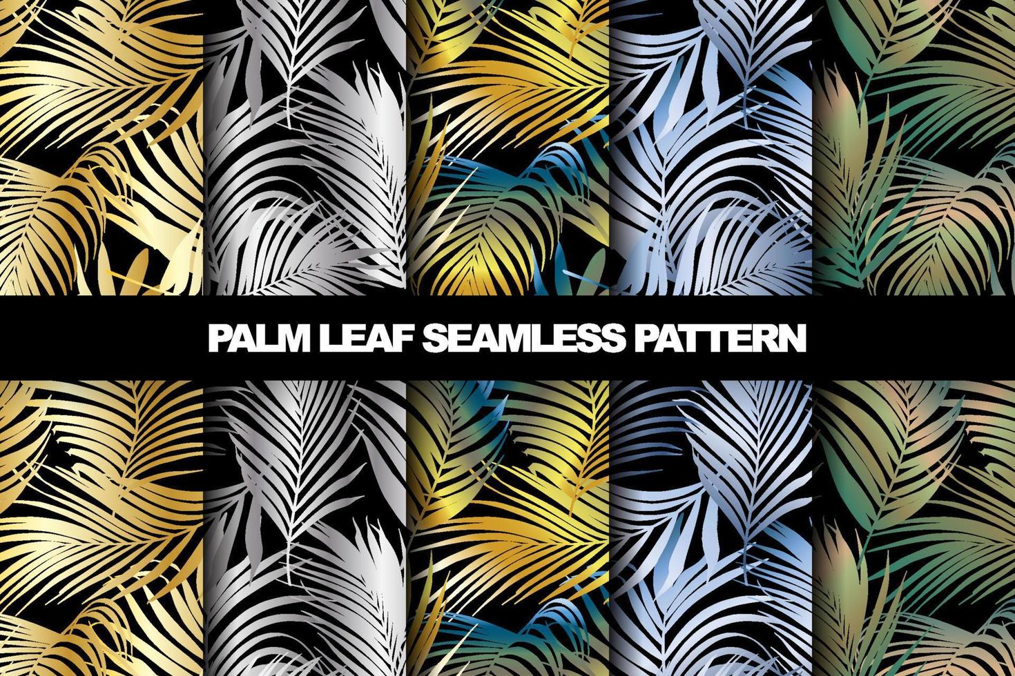 Collection of palm leaf vector seamless pattern