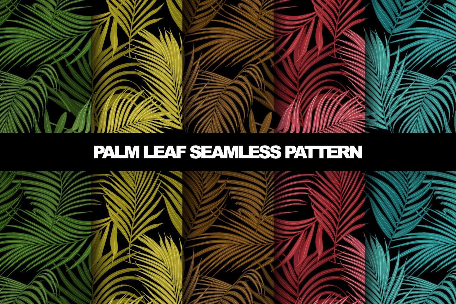 Collection of palm leaf vector seamless pattern