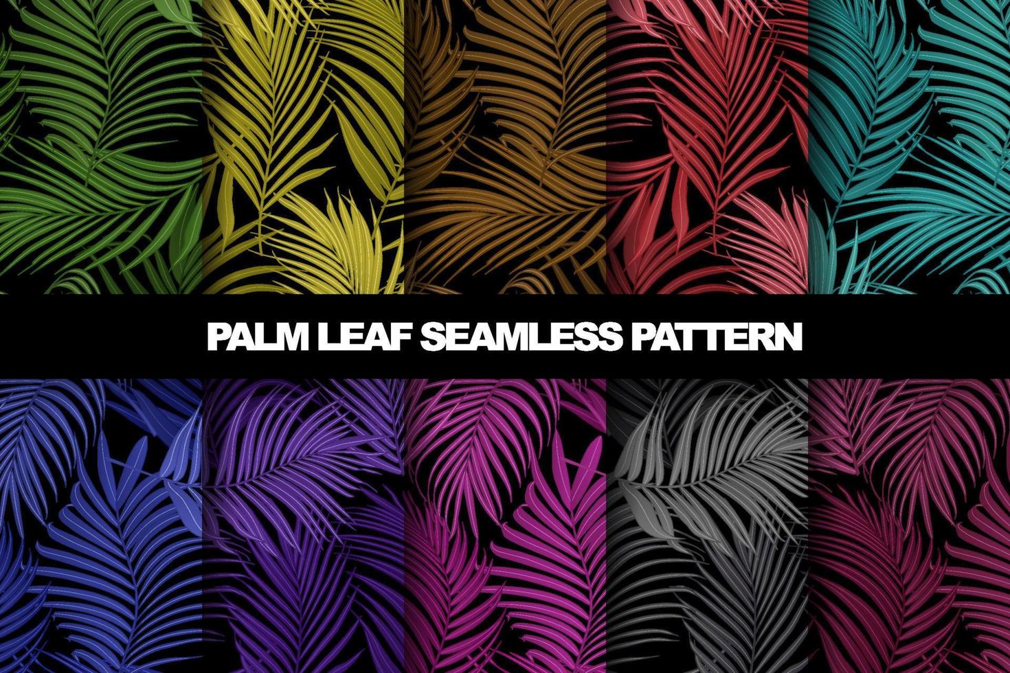 Collection of palm leaf vector seamless pattern