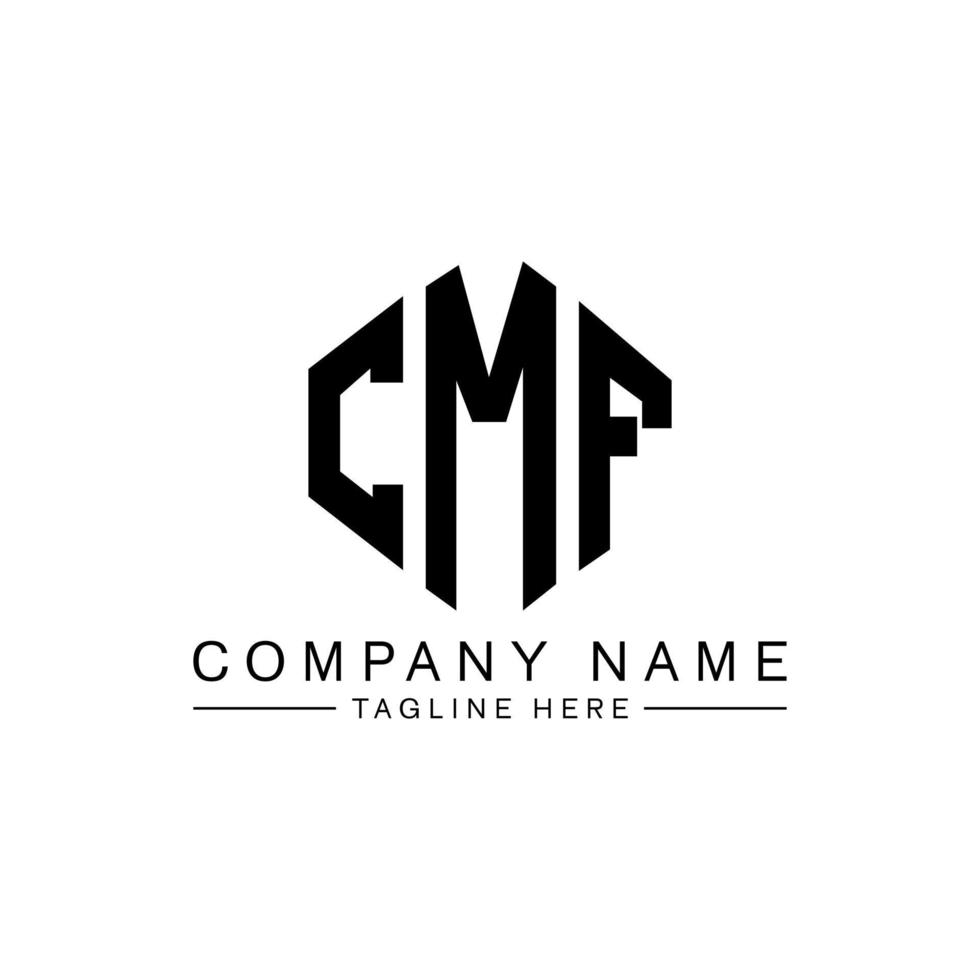 CMF letter logo design with polygon shape. CMF polygon and cube shape logo design. CMF hexagon vector logo template white and black colors. CMF monogram, business and real estate logo.