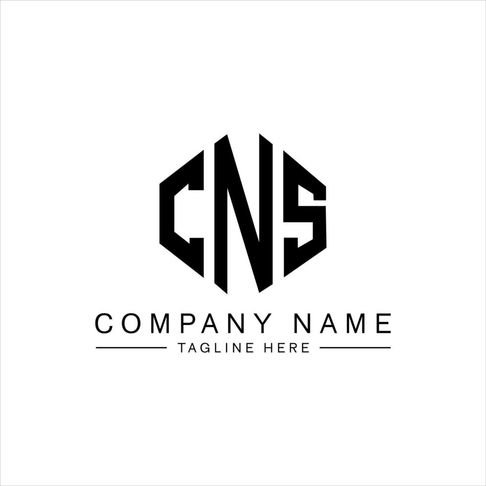 diseño de logotipo de letra cns con forma de polígono. cns polígono y diseño de logotipo en forma de cubo. cns hexágono vector logo plantilla colores blanco y negro. monograma cns, logotipo empresarial y inmobiliario.