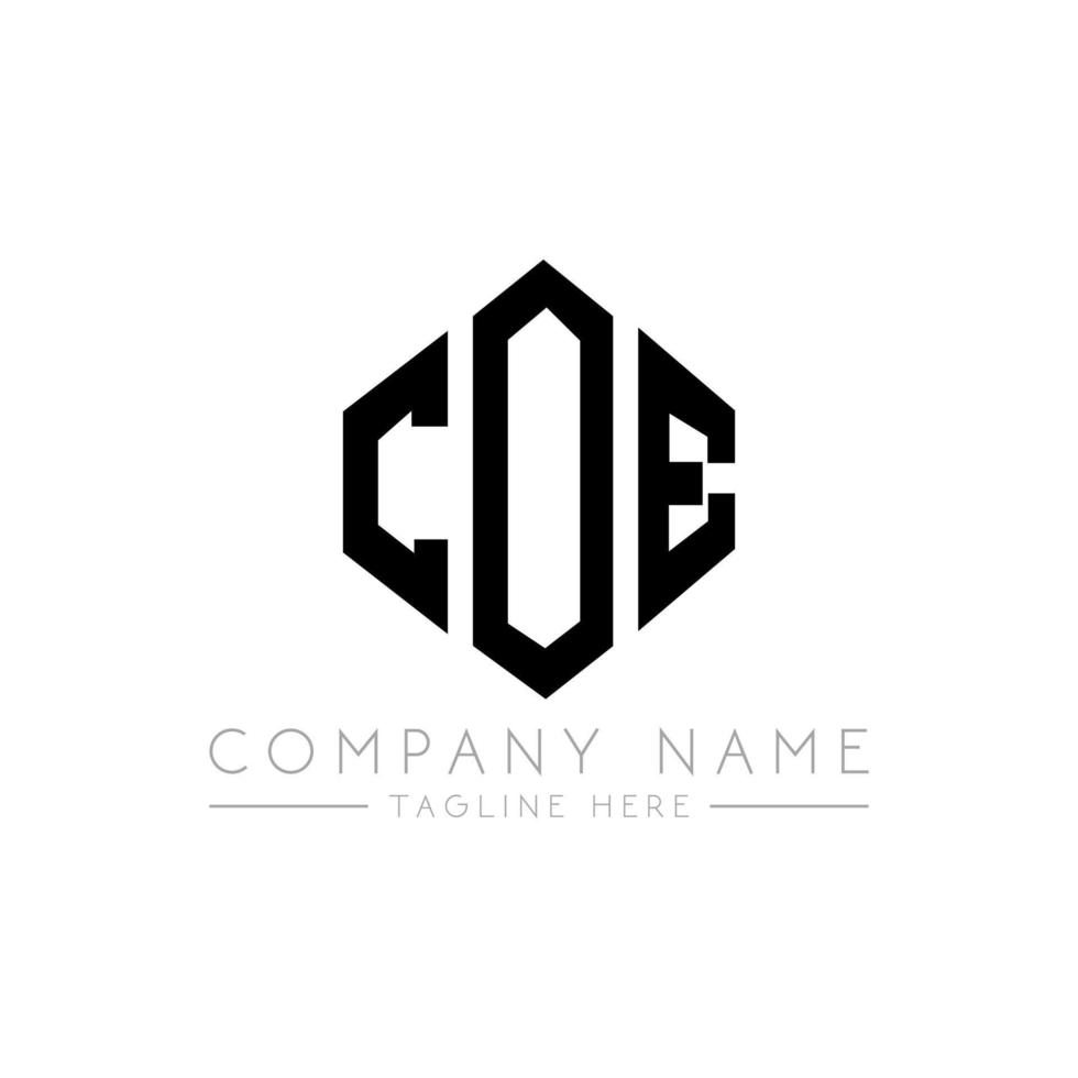 COE letter logo design with polygon shape. COE polygon and cube shape logo design. COE hexagon vector logo template white and black colors. COE monogram, business and real estate logo.