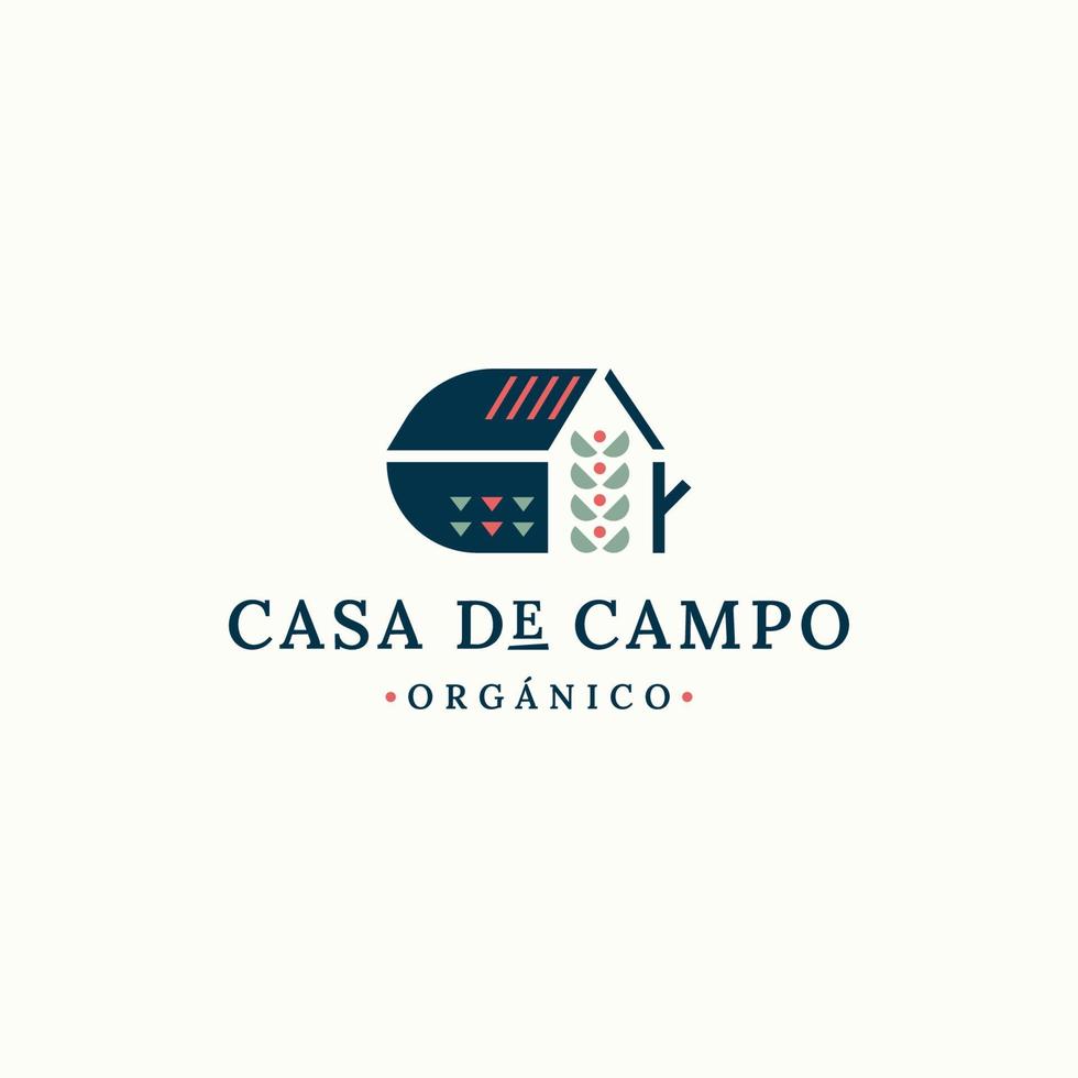 ilustración de vector plano de plantilla de diseño de icono de logotipo de casa de campo