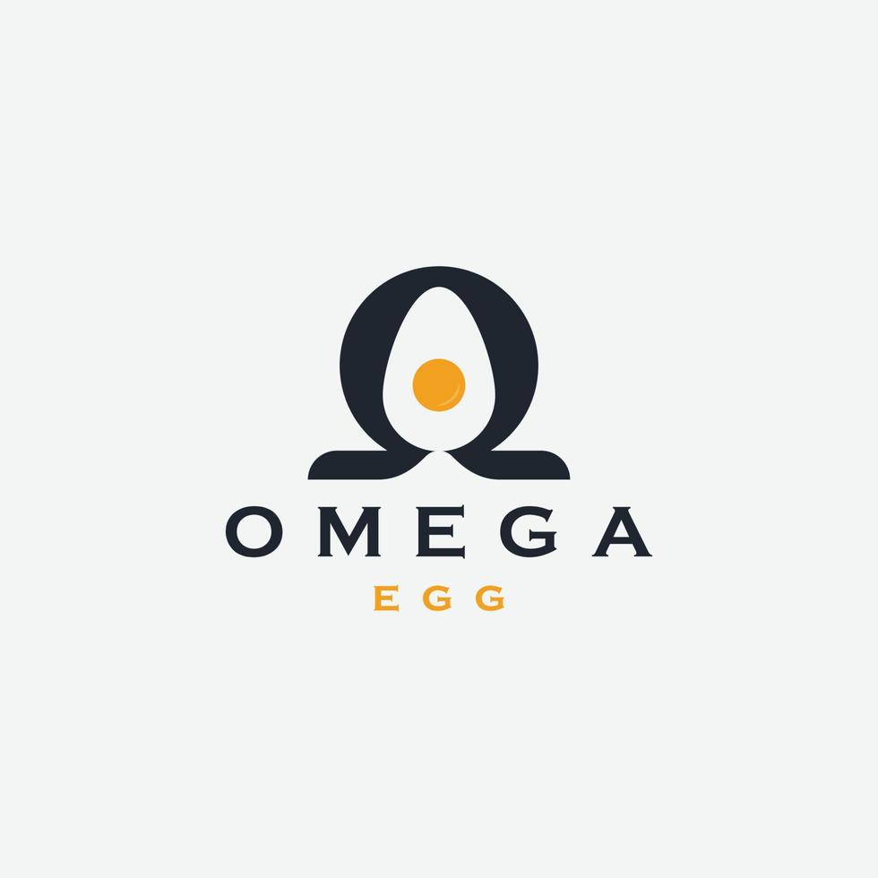 Ilustración de vector plano de plantilla de diseño de icono de logotipo de huevo omega