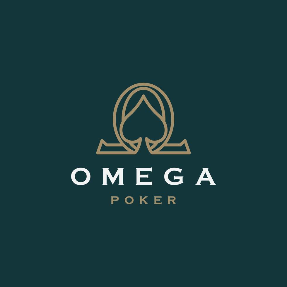 símbolo omega con forma de pala de póquer logotipo icono plantilla de diseño ilustración vectorial plana vector