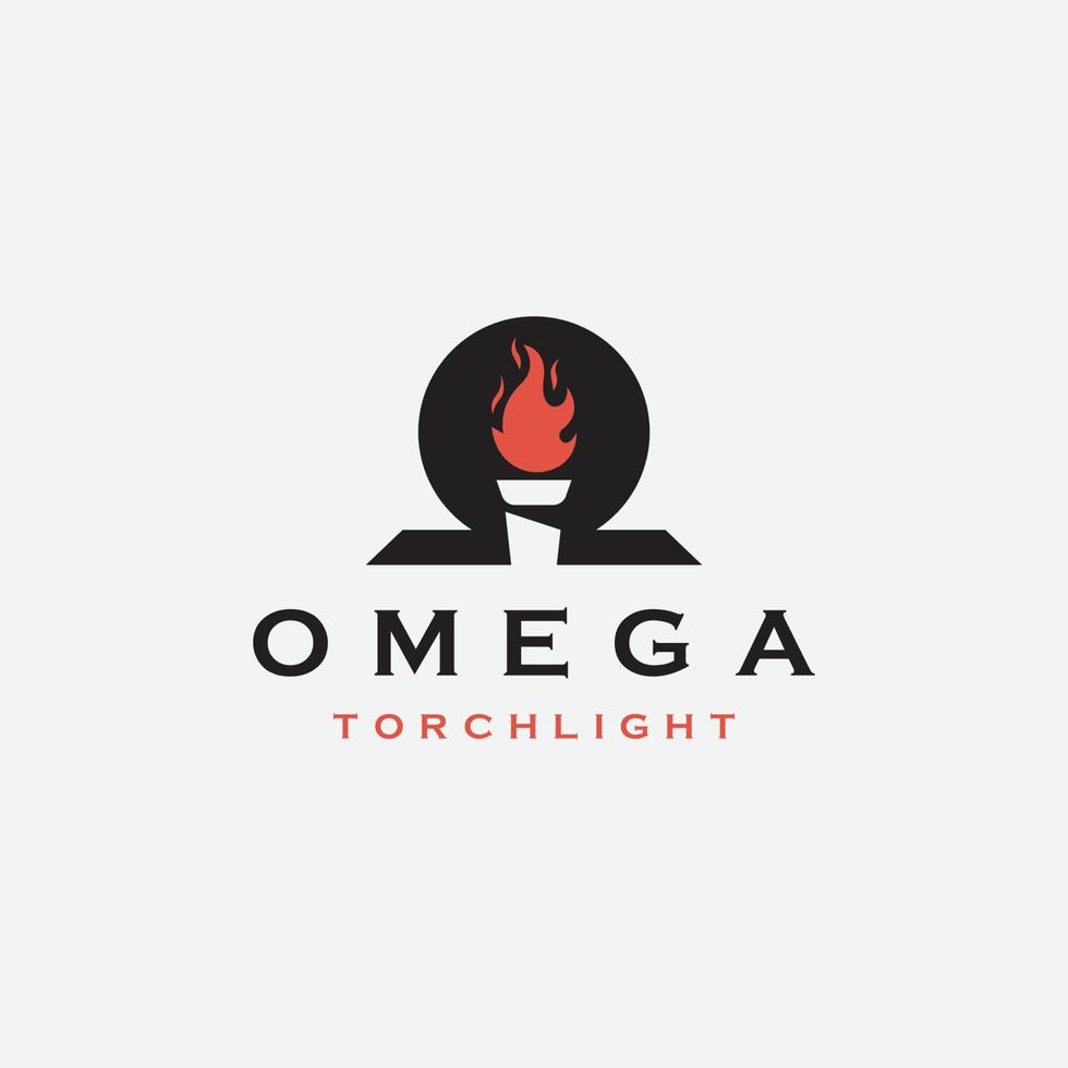 símbolo omega con forma de antorcha logotipo icono plantilla de diseño ilustración vectorial plana vector